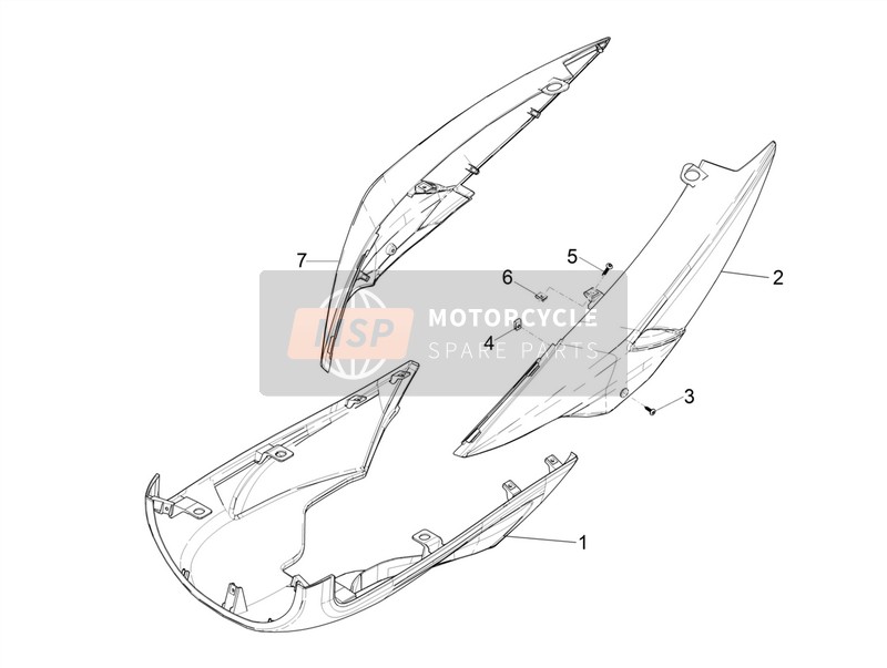 Aprilia SR Motard 50 2T E4 2018 Couvercle latéral - Divulgacher pour un 2018 Aprilia SR Motard 50 2T E4