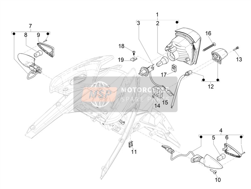 Aprilia SR Motard 50 2T E4 2018 Rear Headlamps - Turn Signal Lamps for a 2018 Aprilia SR Motard 50 2T E4