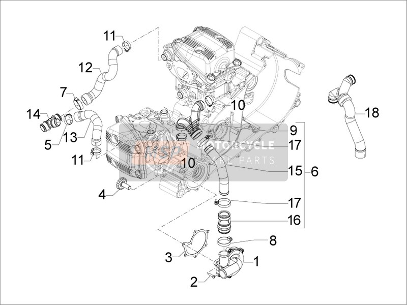 Aprilia SRV 850 4T 8V E3 2013 Kühlmittelpumpe für ein 2013 Aprilia SRV 850 4T 8V E3