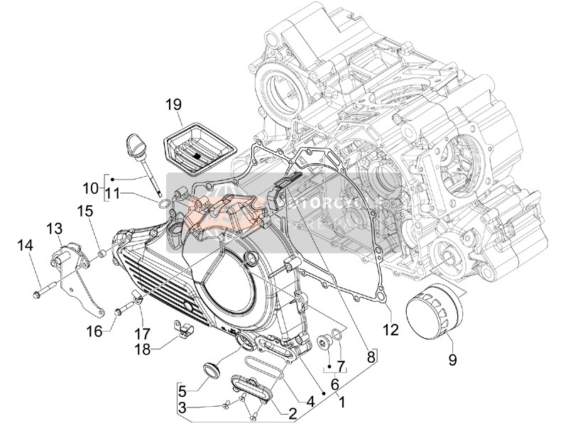 Aprilia SRV 850 4T 8V E3 2012 Schwungrad Magnetzünder Abdeckung - Ölfilter für ein 2012 Aprilia SRV 850 4T 8V E3