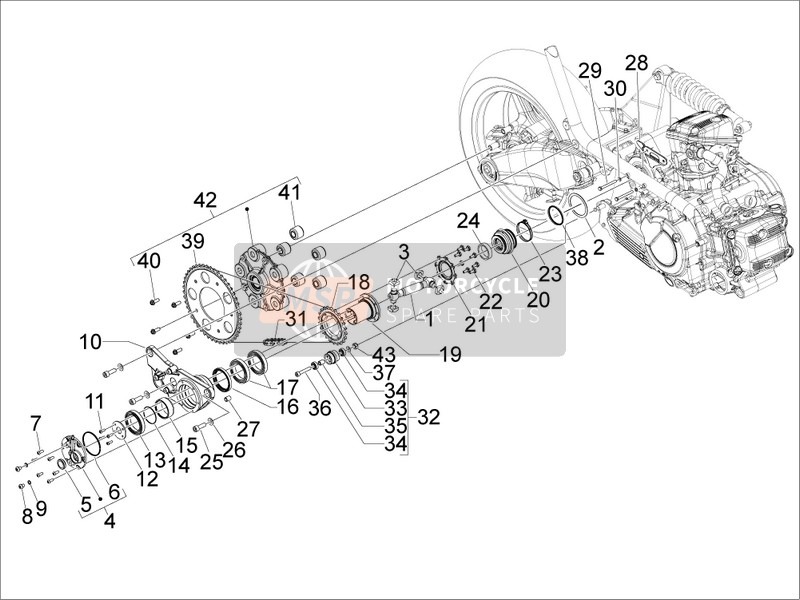 Aprilia SRV 850 4T 8V E3 2012 Gruppo trasmissione per un 2012 Aprilia SRV 850 4T 8V E3