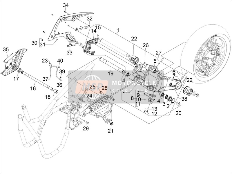 Aprilia SRV 850 4T 8V E3 2013 Aufhängung hinten - Stoßdämpfer für ein 2013 Aprilia SRV 850 4T 8V E3