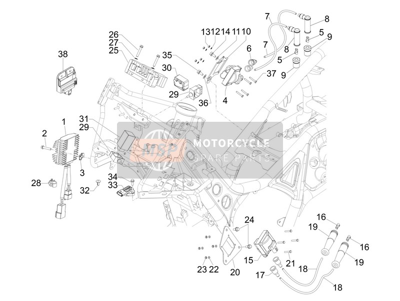 Aprilia SRV 850 4T 8V E3 2012 Spannungsregler - Elektronische Steuereinheiten (ECU) - Zündspule für ein 2012 Aprilia SRV 850 4T 8V E3