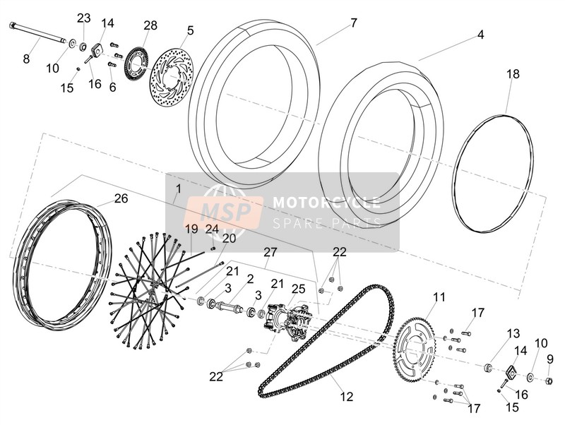 Aprilia SX 125 E4 (EMEA) 2018 Rear Wheel for a 2018 Aprilia SX 125 E4 (EMEA)