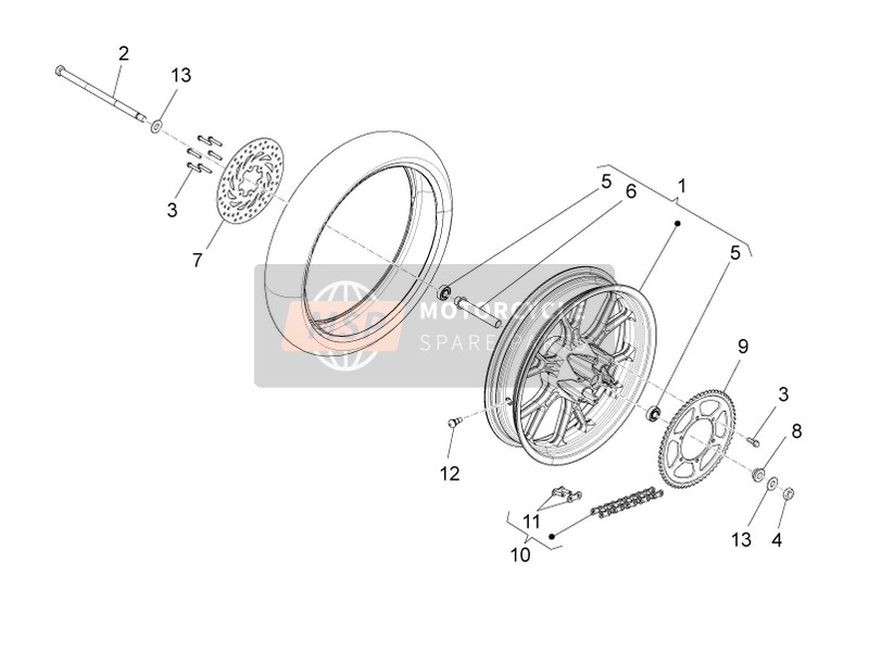 Aprilia SX 50 Limited Edition 2014 Rear Wheel II for a 2014 Aprilia SX 50 Limited Edition