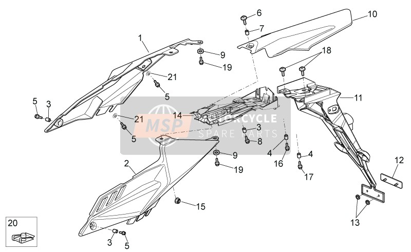 Aprilia SXV 450-550 2011 Rear Body I for a 2011 Aprilia SXV 450-550