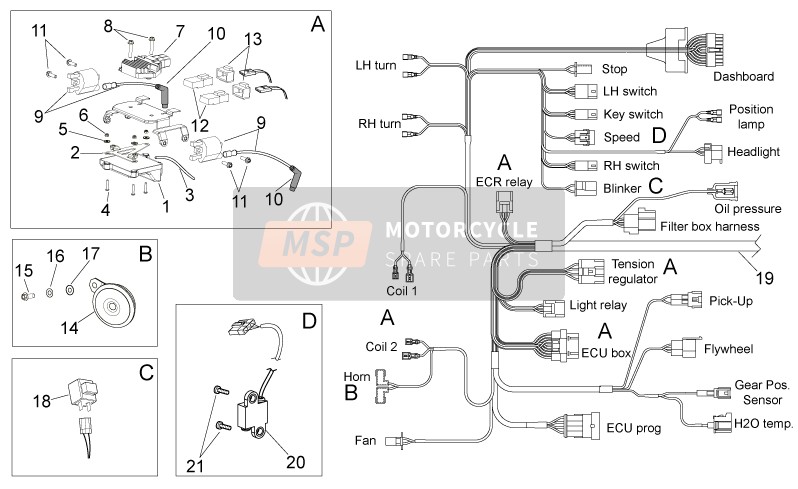 Aprilia SXV 450-550 2010 Sistema elettrico I per un 2010 Aprilia SXV 450-550