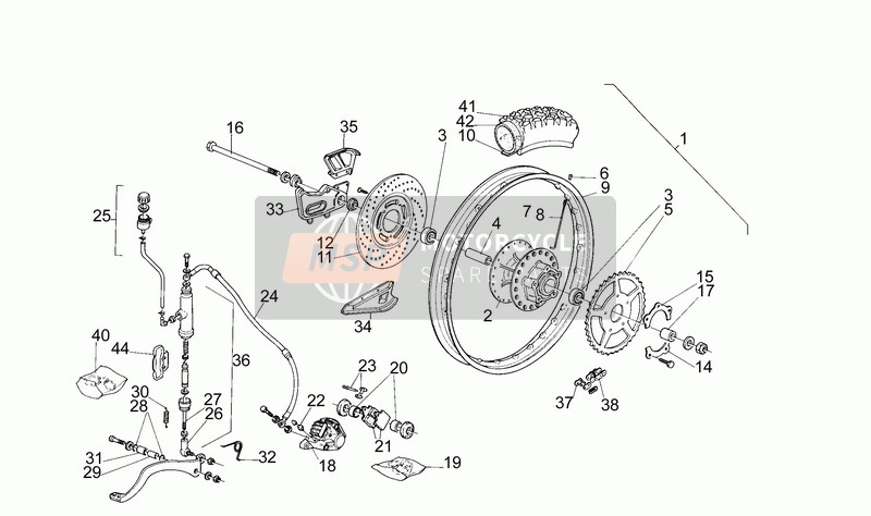 Aprilia TUAREG RALLY 50 1990 Rear Wheel for a 1990 Aprilia TUAREG RALLY 50