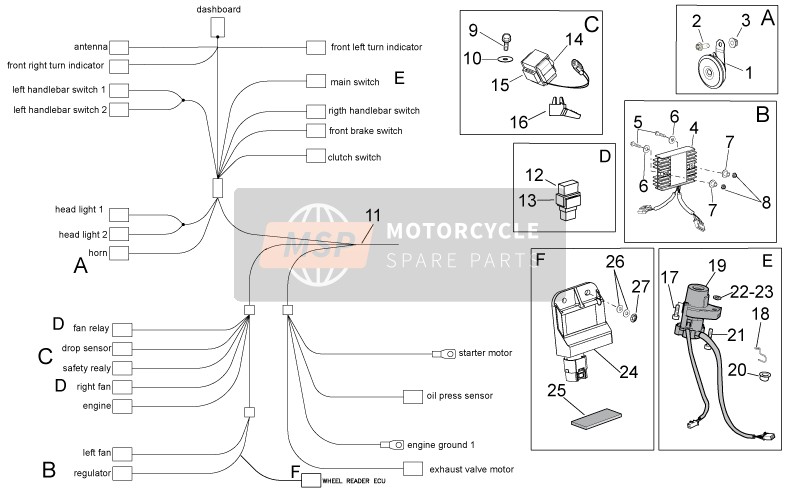 Aprilia Tuono 1000 V4 R STD-APRC 2011 Electrical System I for a 2011 Aprilia Tuono 1000 V4 R STD-APRC