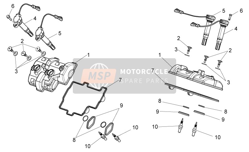 Aprilia Tuono 1000 V4 R STD-APRC 2012 Valves Cover for a 2012 Aprilia Tuono 1000 V4 R STD-APRC