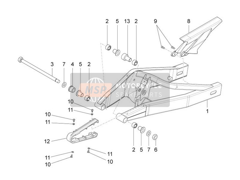 Aprilia TUONO 125 4T E4 ABS (ASIA) 2017 Swing Arm for a 2017 Aprilia TUONO 125 4T E4 ABS (ASIA)