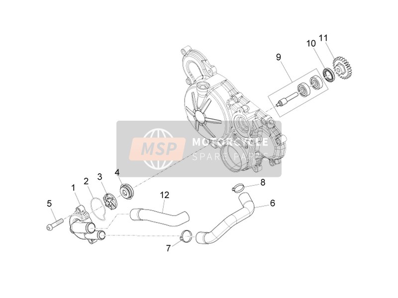 Aprilia TUONO 125 4T E4 ABS (EU) 2017 Bomba de agua para un 2017 Aprilia TUONO 125 4T E4 ABS (EU)