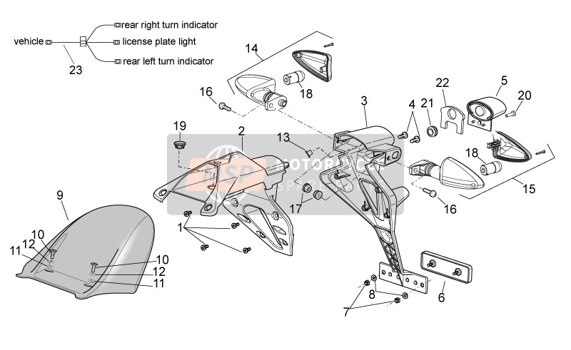 Aprilia TUONO V4 1100 RR E4 (EU) 2017 Rear Body II for a 2017 Aprilia TUONO V4 1100 RR E4 (EU)