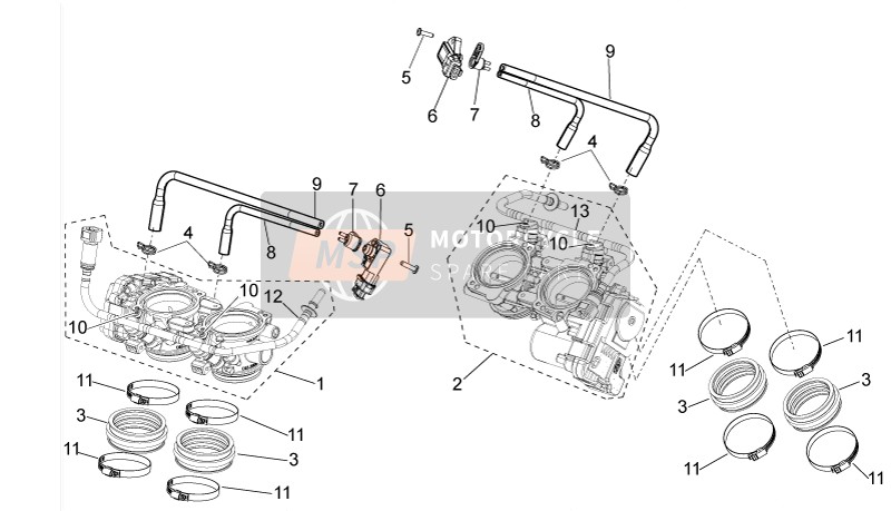 Aprilia TUONO V4 1100 RR E4 (EU) 2017 Throttle Body for a 2017 Aprilia TUONO V4 1100 RR E4 (EU)