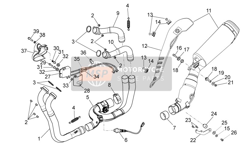 Aprilia Tuono V4 1100 RR 2015 Exhaust Pipe I for a 2015 Aprilia Tuono V4 1100 RR