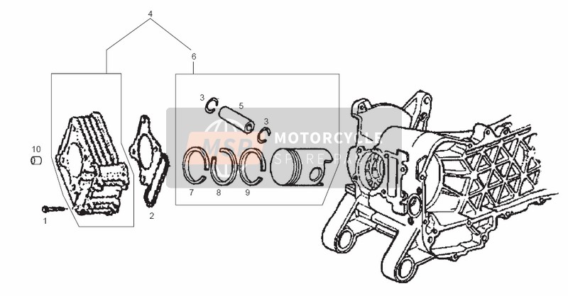 Derbi ATLANTIS 4T 50cc-100cc E2 2006 Cylindre - Piston pour un 2006 Derbi ATLANTIS 4T 50cc-100cc E2