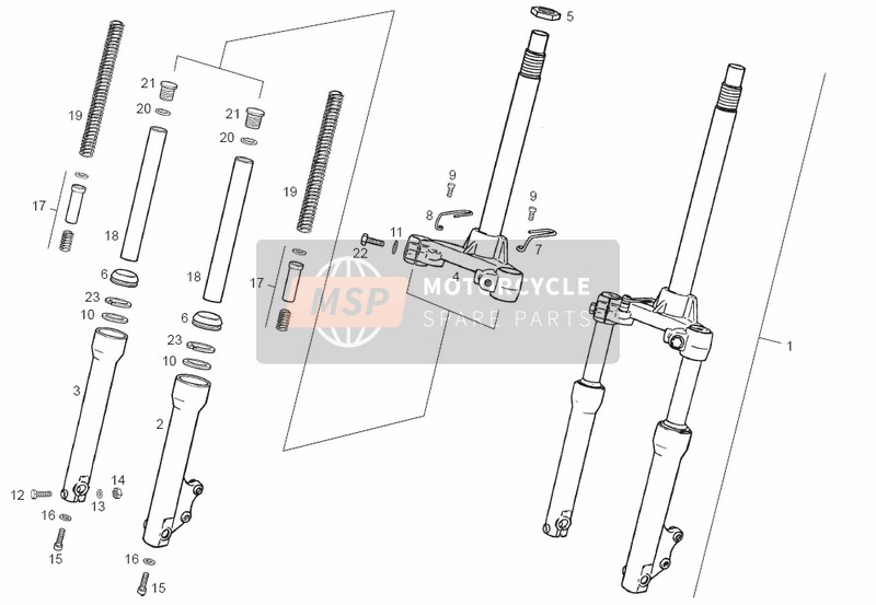 Derbi ATLANTIS RED BULLET E2 2003 Front Fork for a 2003 Derbi ATLANTIS RED BULLET E2