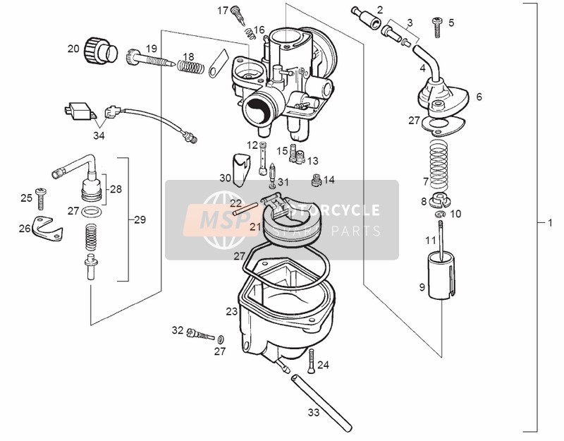 Derbi ATLANTIS LC 2002 Carburettor for a 2002 Derbi ATLANTIS LC