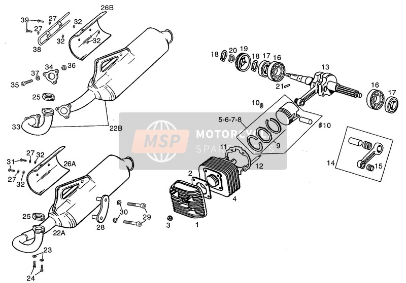 Derbi ATLANTIS O2 DERBI ESPAÑA 1999 Drive Shaft - Cylinder - Piston for a 1999 Derbi ATLANTIS O2 DERBI ESPAÑA