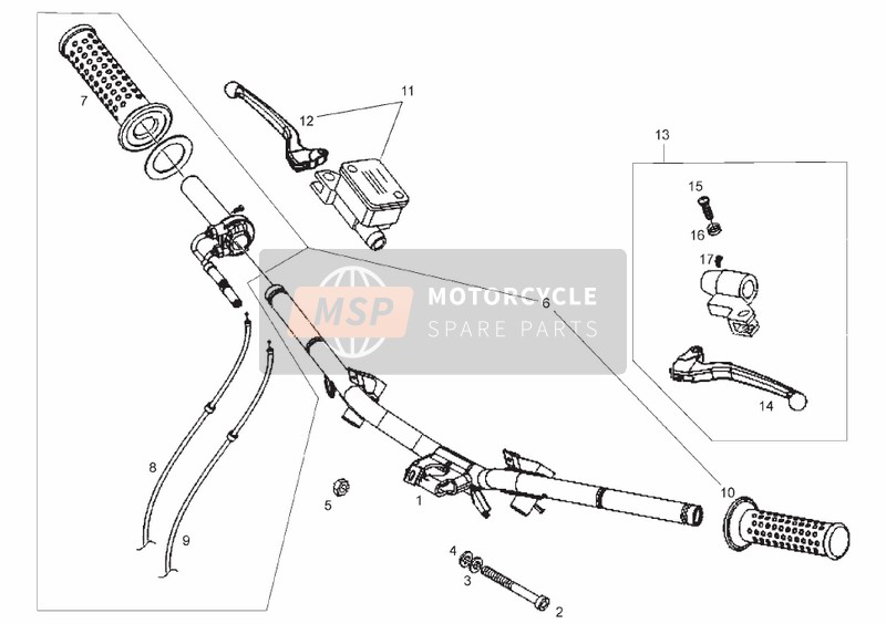 Derbi BOULEVARD 125cc 4T E3 2008 Guidon (2) pour un 2008 Derbi BOULEVARD 125cc 4T E3