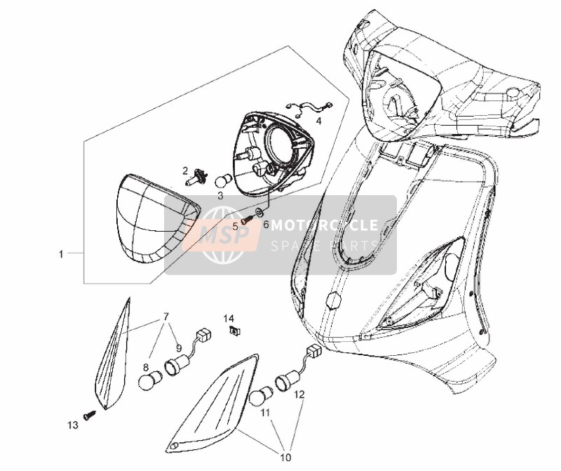 Derbi BOULEVARD 125cc 4T E3 2008 Front Lights (5) for a 2008 Derbi BOULEVARD 125cc 4T E3