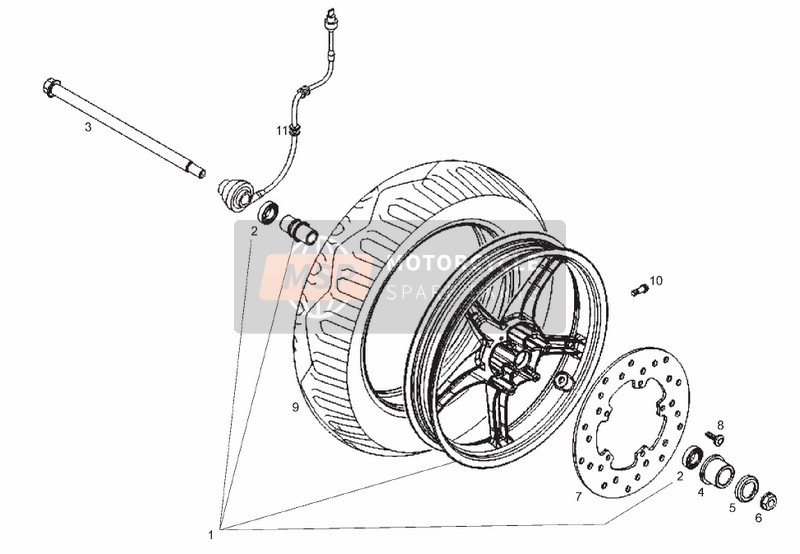 Derbi BOULEVARD 125cc 4T E3 2008 Front Wheel (2) for a 2008 Derbi BOULEVARD 125cc 4T E3