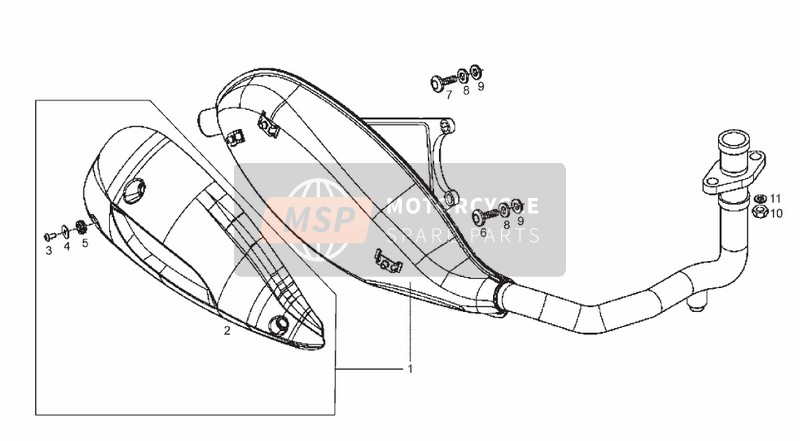 Derbi BOULEVARD 125cc 4T E3 2008 Exhaust Unit (2) for a 2008 Derbi BOULEVARD 125cc 4T E3