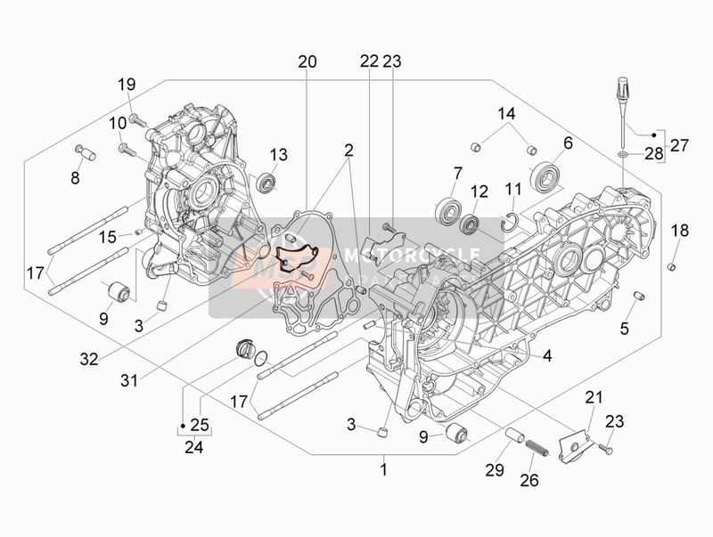 Derbi BOULEVARD 150 4T E3 2010 Crankcase for a 2010 Derbi BOULEVARD 150 4T E3