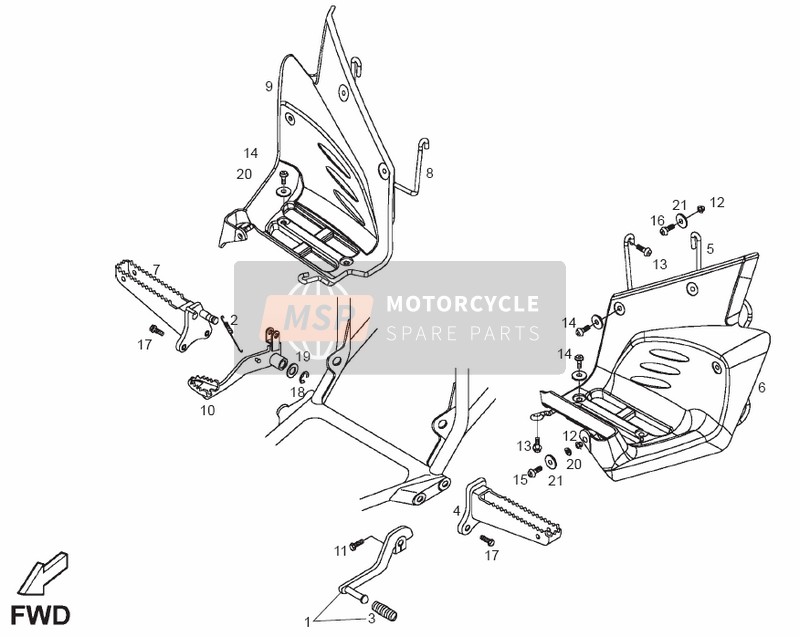 Derbi DXR 250cc 2004 Repose-pieds pour un 2004 Derbi DXR 250cc