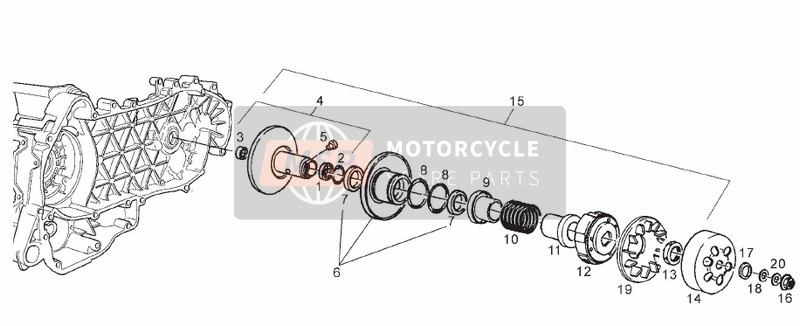 Derbi GP1 250cc E2 3ver 2006 Variatore di montaggio per un 2006 Derbi GP1 250cc E2 3ver