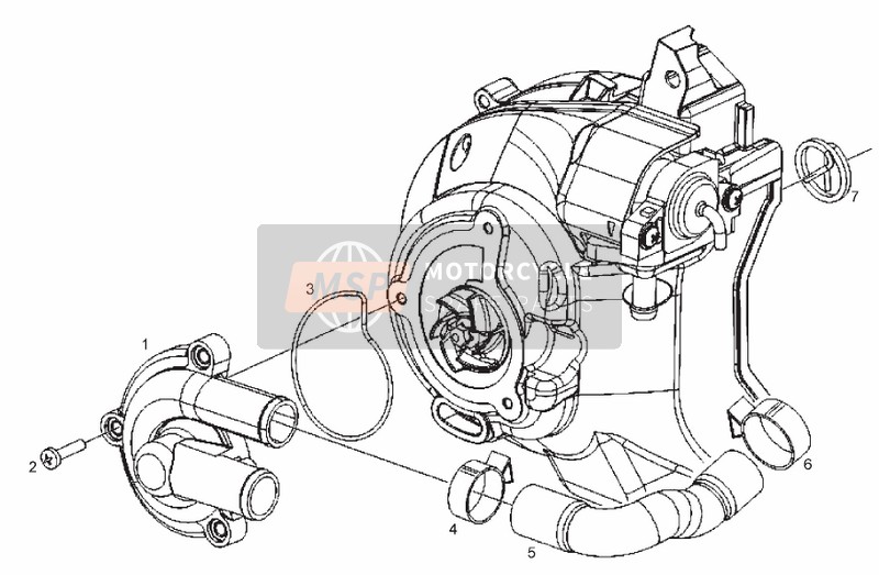 Derbi GP1 LOW SEAT 250cc E3 2ver 2007 Bomba de agua para un 2007 Derbi GP1 LOW SEAT 250cc E3 2ver