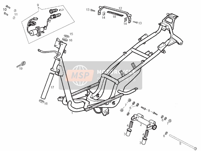 Derbi GP SERIES 02 EXPORT 2001 Frame voor een 2001 Derbi GP SERIES 02 EXPORT