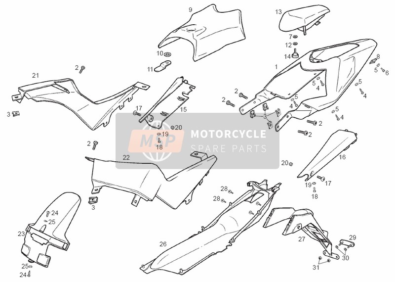 Derbi GPR 125 RACING & R E2 2 EDICION 2006 Cuadro (5) para un 2006 Derbi GPR 125 RACING & R E2 2 EDICION