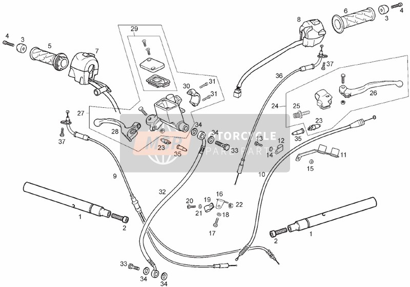 Derbi GPR 50 2T E2 CH 2010 Handlebar for a 2010 Derbi GPR 50 2T E2 CH