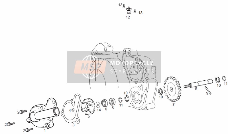 Derbi GPR 50 2T E2 CH 2010 Bomba de agua para un 2010 Derbi GPR 50 2T E2 CH