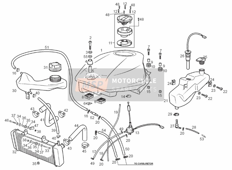 Derbi GPR 50 R E2 & GPR 50 REPLICA E2 2ver 2008 Carro armato per un 2008 Derbi GPR 50 R E2 & GPR 50 REPLICA E2 2ver