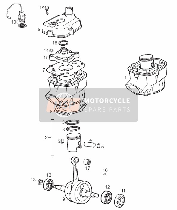 Derbi GPR 50 RACING E2 2 EDICION 2006 Albero di trasmissione - Cilindro - Pistone per un 2006 Derbi GPR 50 RACING E2 2 EDICION