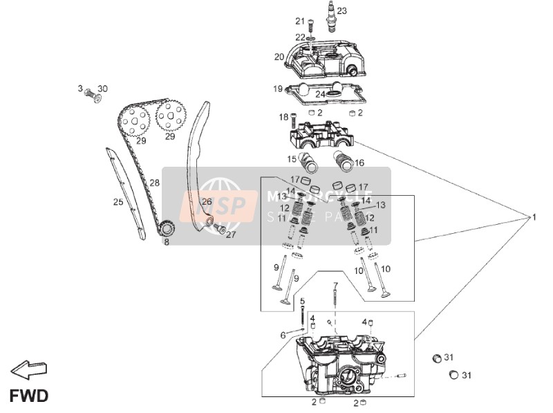 Derbi MULHACEN 125 4T E3 2010 Culasse pour un 2010 Derbi MULHACEN 125 4T E3