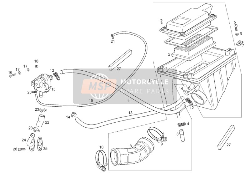 Derbi MULHACEN 125 4T E3 2010 Caja de aire para un 2010 Derbi MULHACEN 125 4T E3