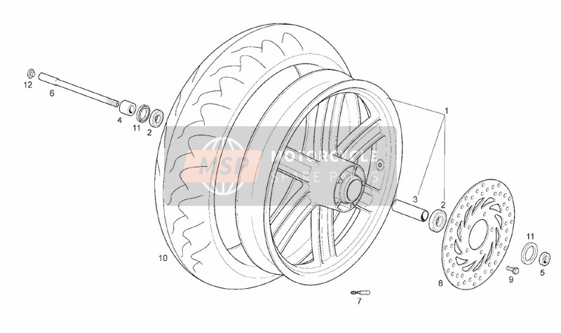 Derbi RAMBLA 300 E3 2011 Front Wheel for a 2011 Derbi RAMBLA 300 E3