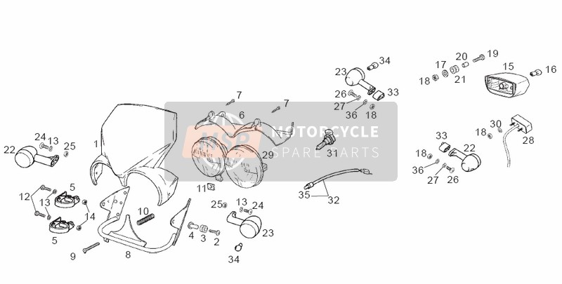 Derbi SENDA 125 R 4T E2 (Y) 2004 Headlight for a 2004 Derbi SENDA 125 R 4T E2 (Y)