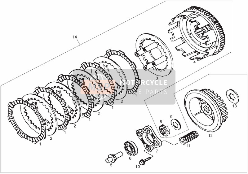 Derbi SENDA 125 SM 4T BAJA E3 2007 Clutch for a 2007 Derbi SENDA 125 SM 4T BAJA E3