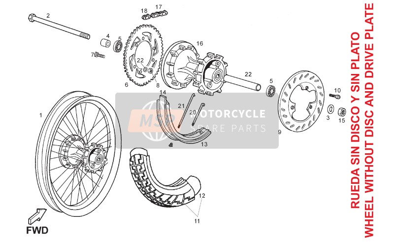 Derbi SENDA 125 SM BAJA 4T E3 2010 Rear Wheel for a 2010 Derbi SENDA 125 SM BAJA 4T E3