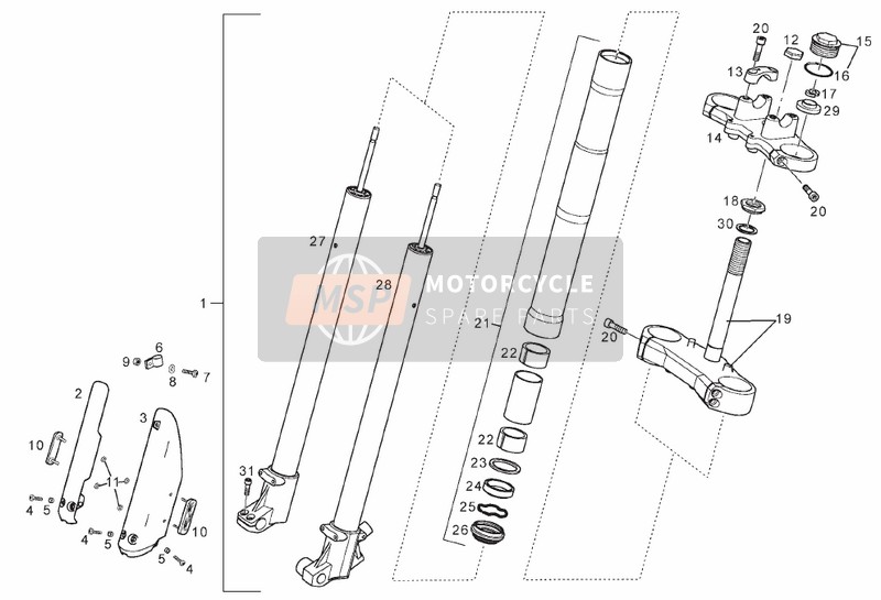 Derbi SENDA 50 R DRD PRO E2 3 EDICION 2006 Front Fork for a 2006 Derbi SENDA 50 R DRD PRO E2 3 EDICION