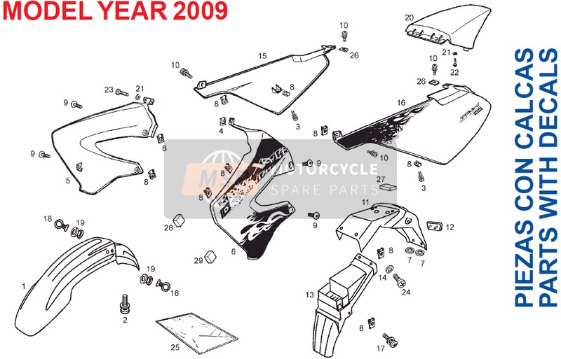 Derbi SENDA 50 R X-RACE E2 3ver 2007 Body (2) for a 2007 Derbi SENDA 50 R X-RACE E2 3ver