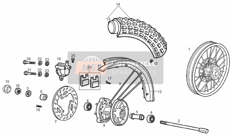 Derbi SENDA 50 R X-RACE E2 3ver 2007 Front Wheel for a 2007 Derbi SENDA 50 R X-RACE E2 3ver