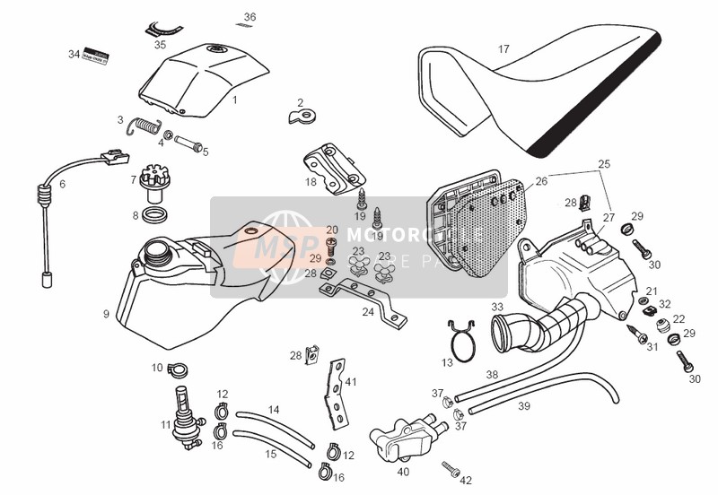 Derbi SENDA 50 R X-TREM E2 2004 Tank for a 2004 Derbi SENDA 50 R X-TREM E2