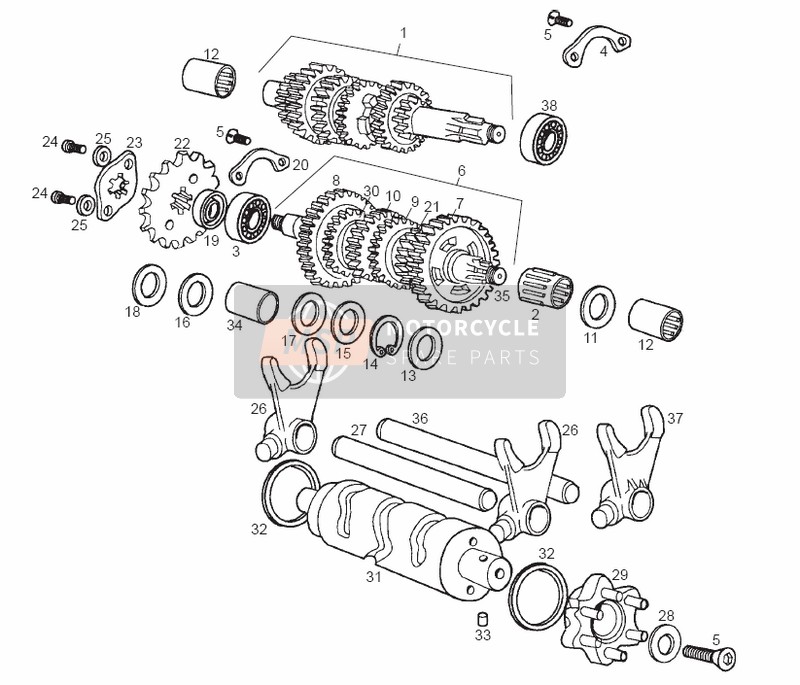 Derbi SENDA 50 R X-TREM E2 2004 Gear Box for a 2004 Derbi SENDA 50 R X-TREM E2