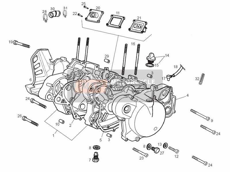 Derbi SENDA 50 SM DRD PRO E2 2ver 2007 Carters per un 2007 Derbi SENDA 50 SM DRD PRO E2 2ver