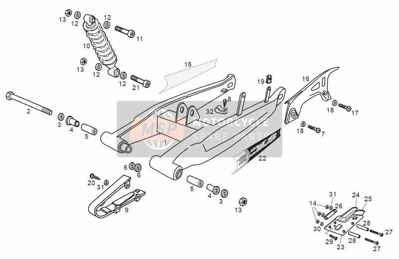 Derbi SENDA 50 SM EXPORT MARKET 2001 Swing Arm - Shock Absorber for a 2001 Derbi SENDA 50 SM EXPORT MARKET